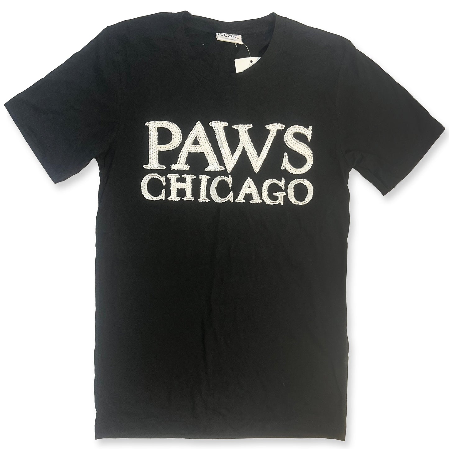 Black & White PAWS Sequin Tee